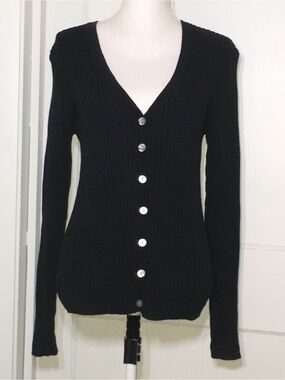 GAP Black V-Neck Button-Front Women's Cardigan Sweater